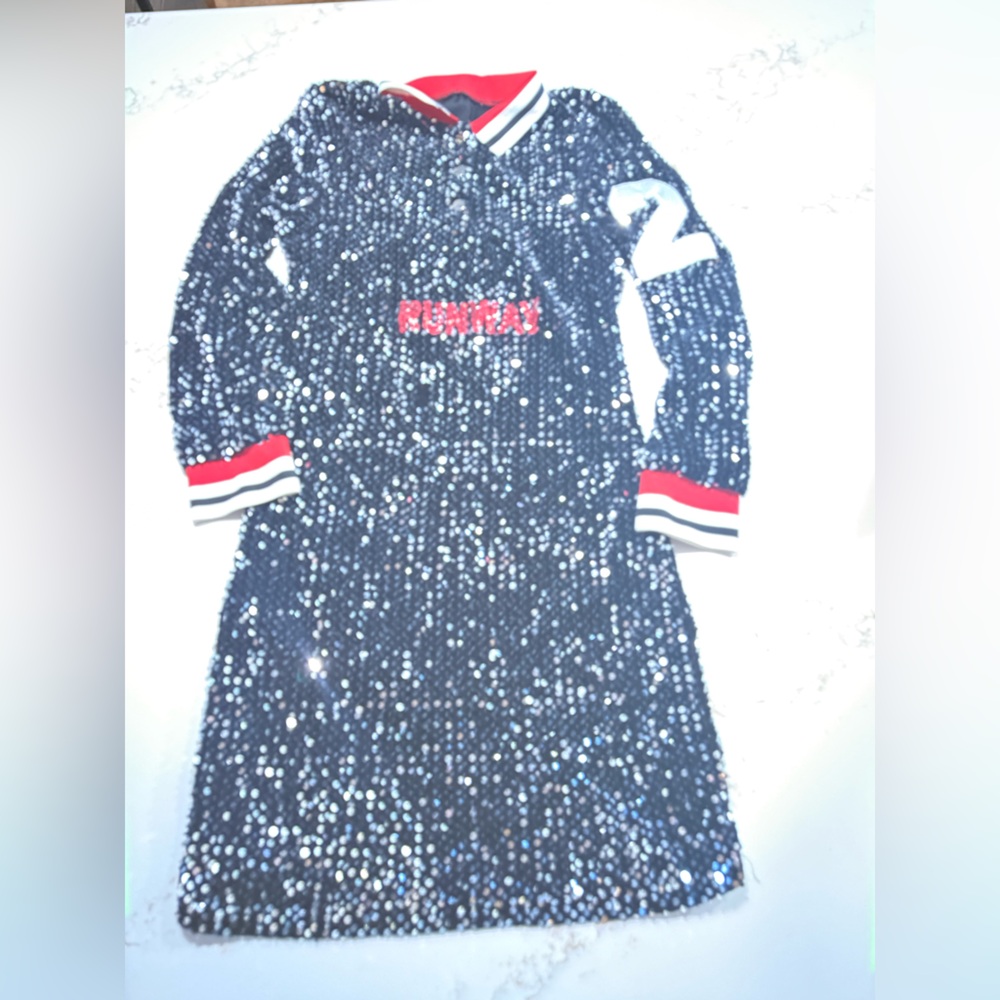 Sequin Dress with Red and White Accents